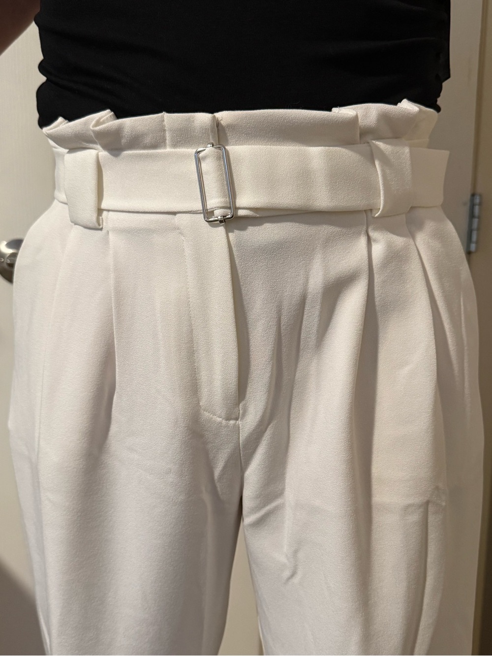 NWT Catherine Malandrino Off White Paperbag Waist Trousers size 6